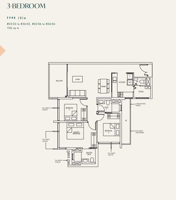 The Avenir 3 Bedroom - 1141 sqft